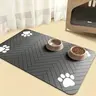 Quick Drying Absorbent Pet Feeding Mat for Dogs and Cats, Non Slip Rubber Bottom, Dark Polyester Surface for Indoor Use Quick Dry Water Dispenser Mat for Dog and Cat Pet stuff