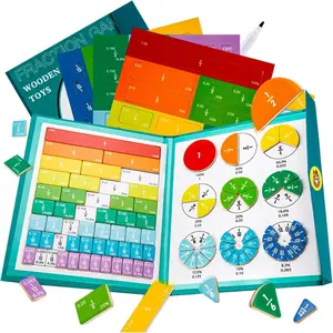 Magnetic Fraction Demonstration Book,Magnetic Fraction Tiles with 10 Brilliant Colors,Fractions Manipulatives,Score Demonstrator Math Puzzle Learning Building Block Set