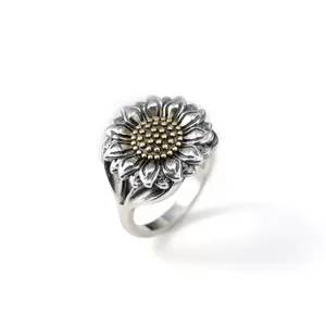 1 simple and unique 925 silver plated Wild Sunflower Ring, exquisite gift for women--Size5-10inch- wedding