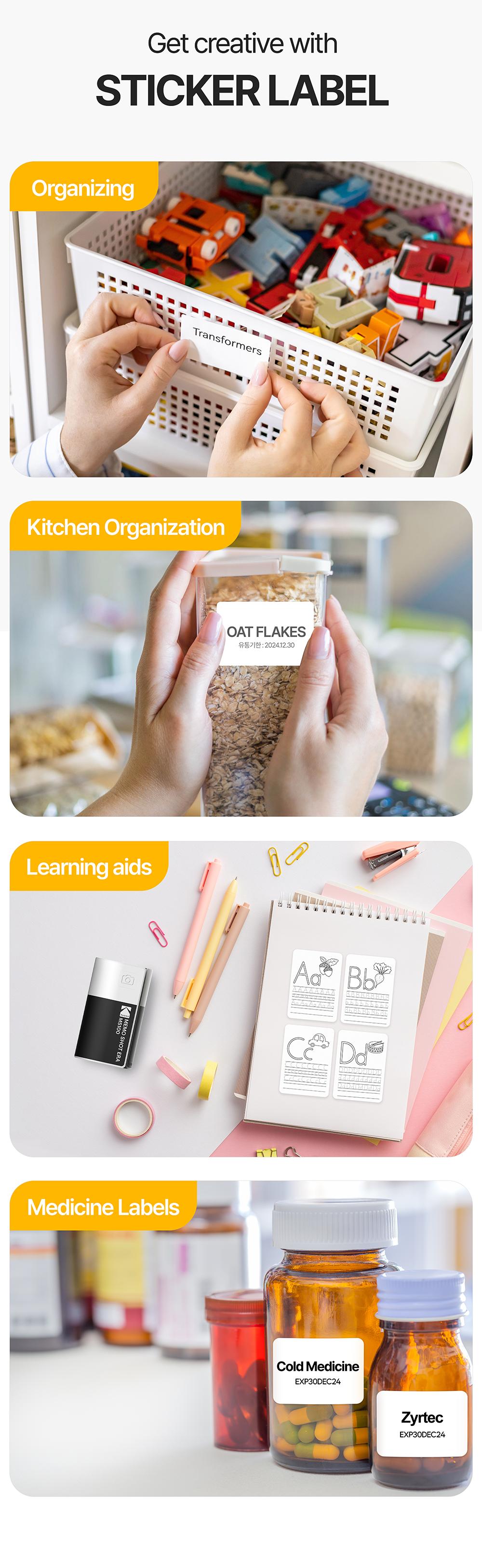 KODAK Memo Shot ERA Label Printer (1.8x2.7inches) bundle (camera with 1 roll + 9 rolls cartridge set) Instant Portable Black and White Sticker Photo Printer