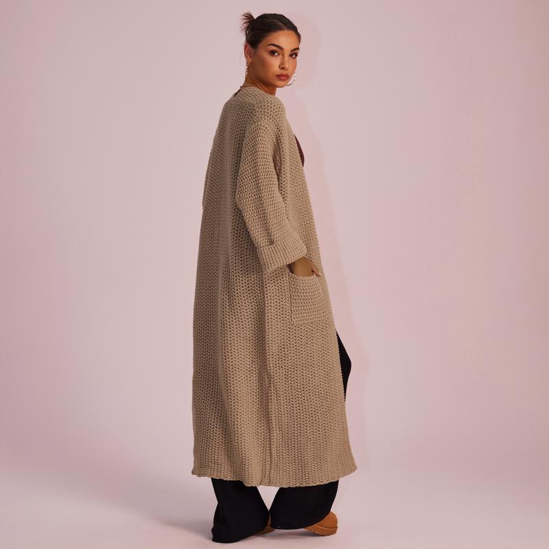 Joyfunear Women's autumn and winter knitted long sleeved hoodie casual home cardigan long sweater with pockets