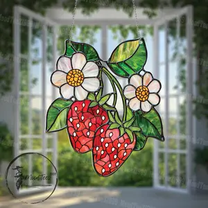 Strawberry Acrylic Suncatcher Window Hanging | Cute Strawberry Decor | Spring Floral Window Decor