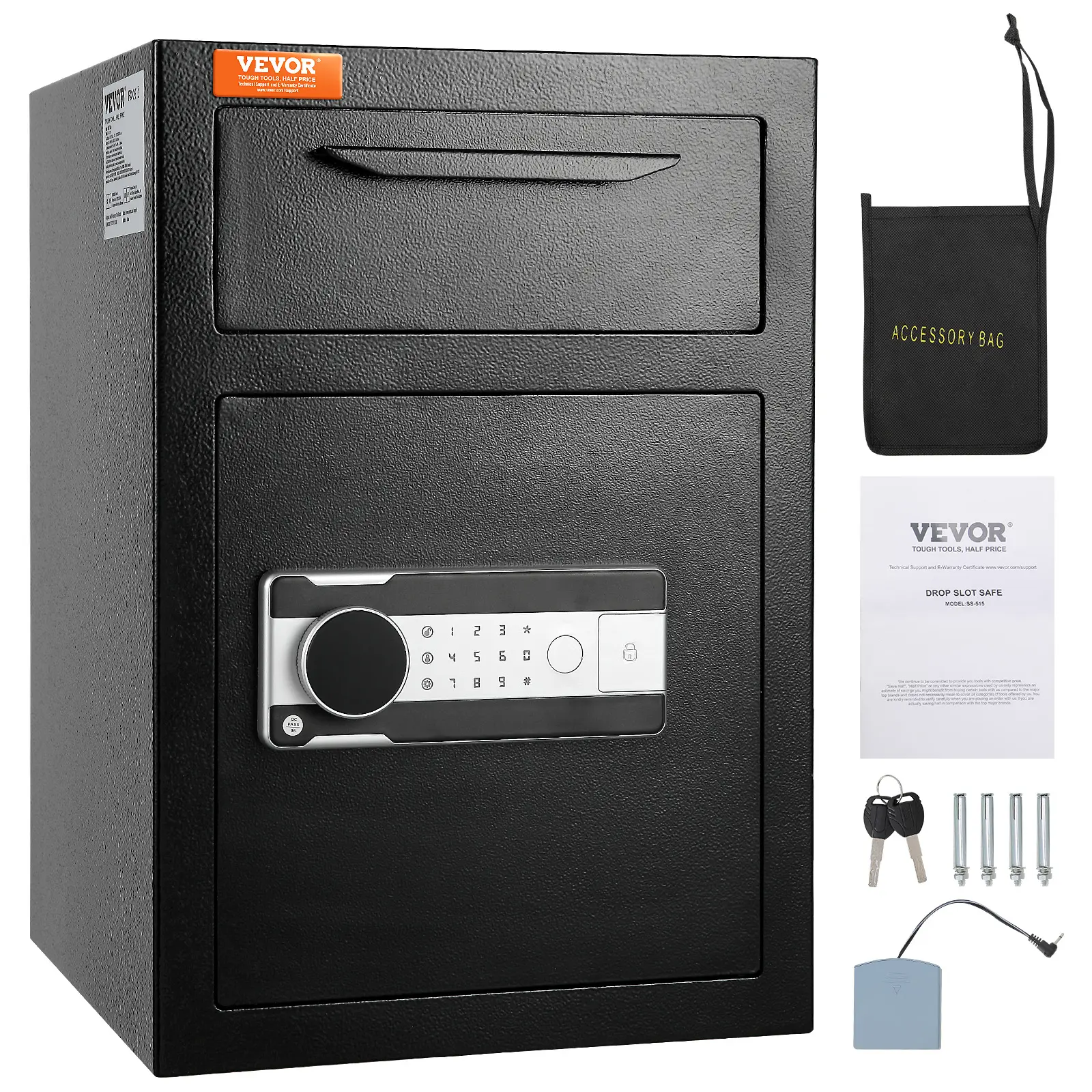 【Summerfinds】VEVOR 2.5 Cub Depository Safe Deposit Safe with Drop SlotElectronic Code Lock and 2 Emergency Keys20.27'' x 13.97'' x 13.97'' Business Drop Slot Safe for CashMail in HomeHotelOffice