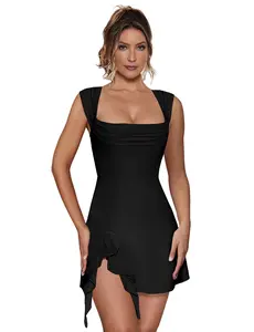 2026 Viral Mediterranean Aesthetic White Dress  Flattering Cowl Neck & Ruffle Slit The Ultimate Vacation Essential for Your Capsule Wardrobe