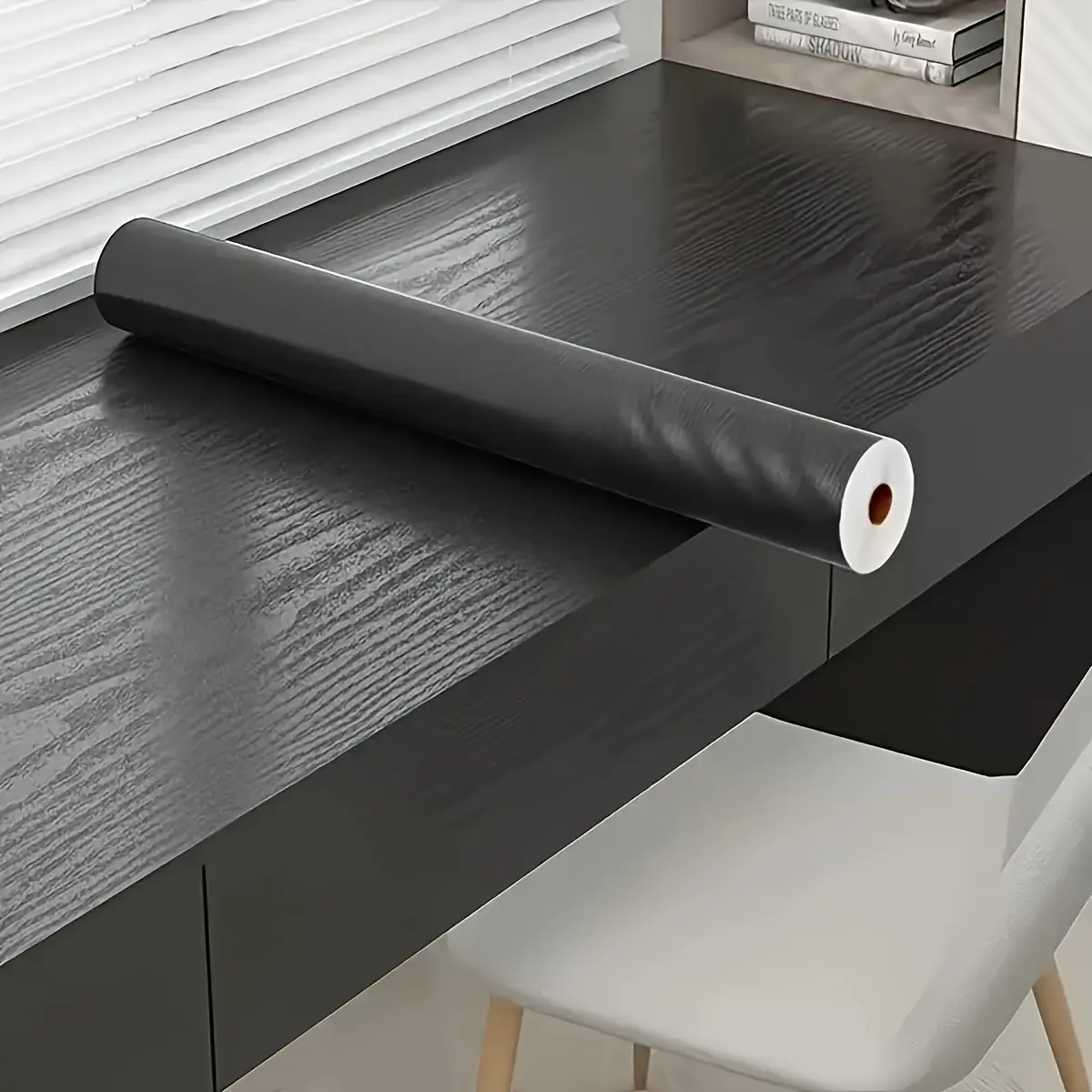 Thick Upgrade Wood Contact Paper Peel and Stick Wallpaper Wood Contact Paper Decorative Self Waterproof Anti Oil Removable Black White Wood Wallpaper for Countertops Desk Kitchen Cabinet Wallpaper
