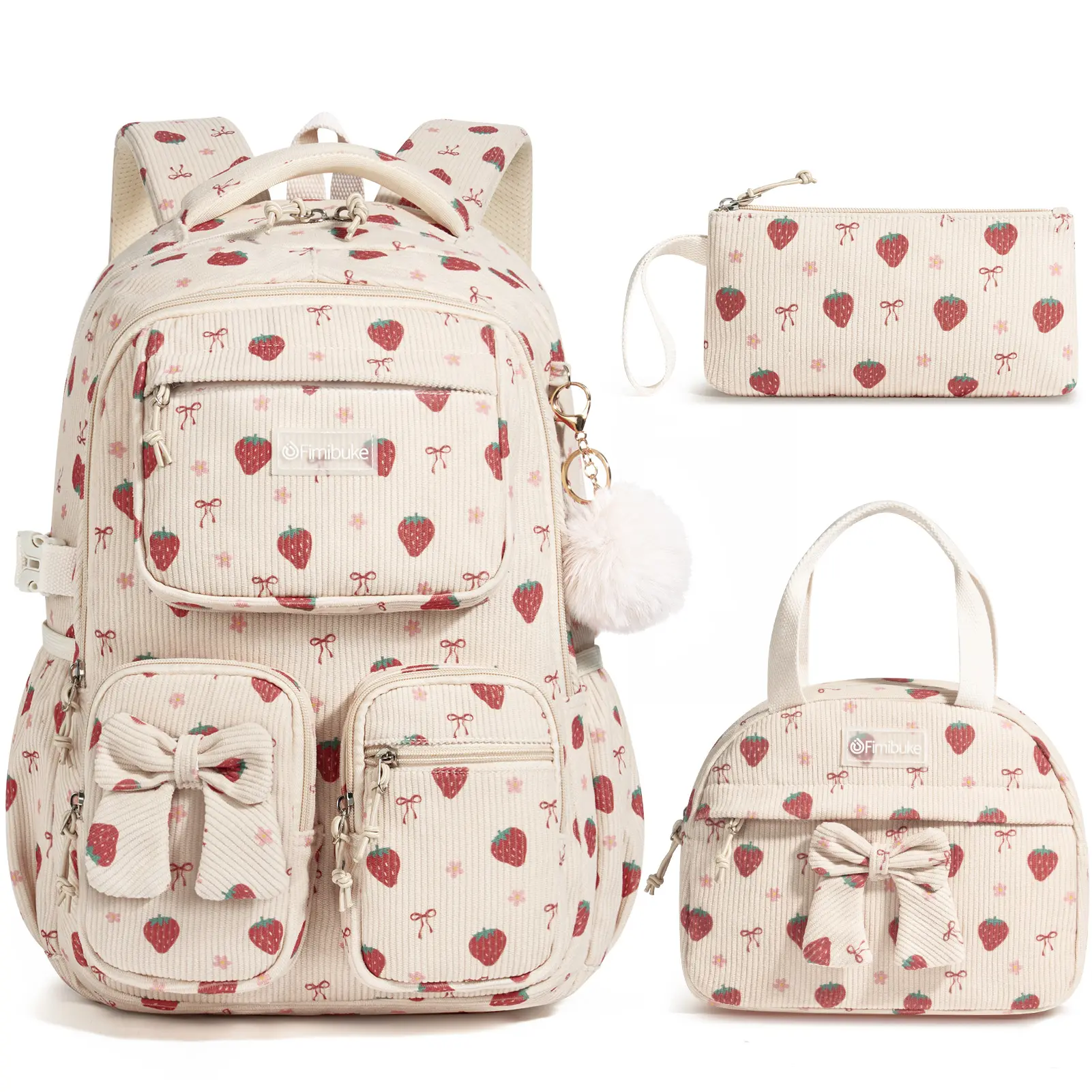 Fimibuke 3 PCS Backpack Set with Lunch Bag & Pencil Case – Lightweight SchoolBag Bookbag for Elementary Middle High School Students Cute Backpack, Back To School Shopping, School Supplies,travel essentials