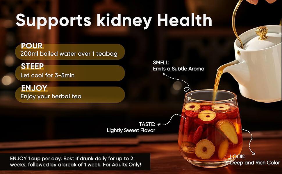 Ginseng Brand Turmeric Kidney Tea Formula Organic Eight Treasures Tea for Men Women Natural Healthy Kidney Cleansing Beverage Nata