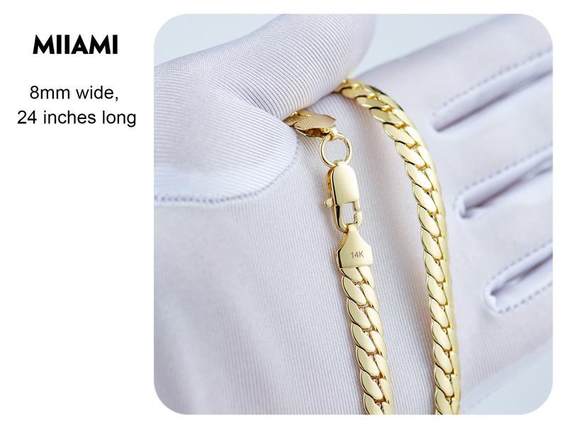 Holylegend 14K Gold-Plated Miami,Cuban & Figaro Chain with Cross,24 inches Long and 6mm Wide,High Quality,Gold Plated Necklace