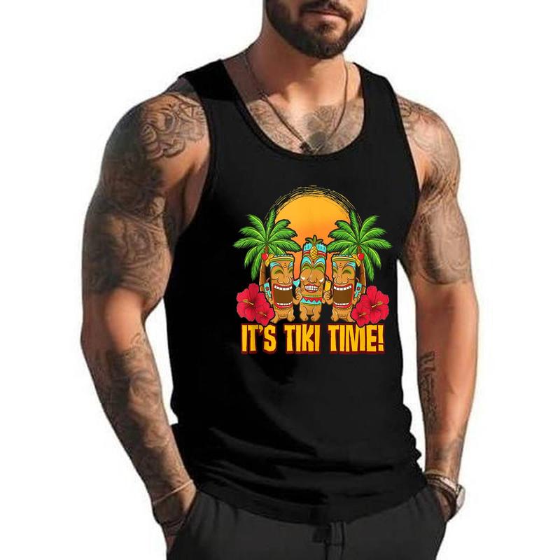 Tiki Polynesian Hawaiian Beach Vacation Funny Tank Top