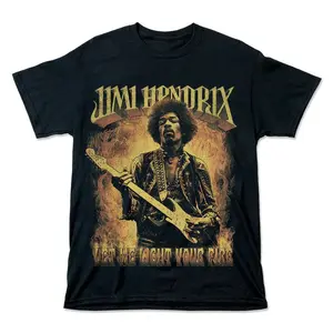 Jimi Hendrix Electric Guitar Inspired Unisex T-Shirt, Casual Cotton Tee YG040304