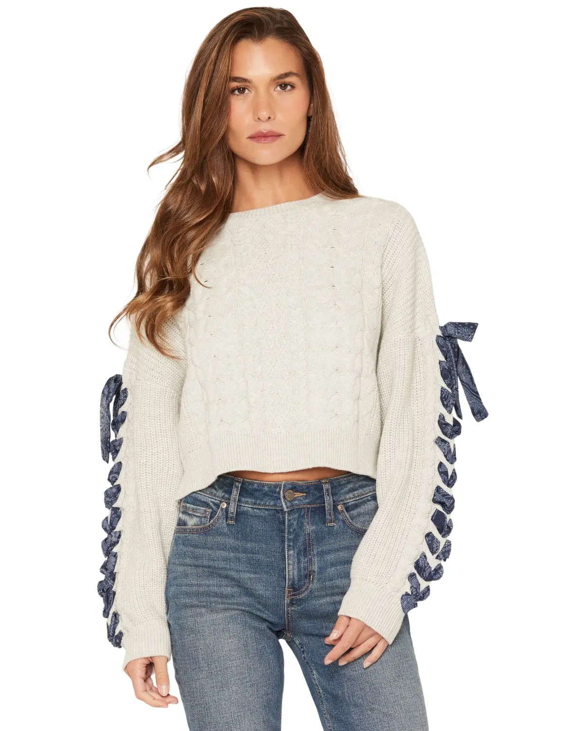 Originality Women's Women'S Ribbon Sleeve Sweater - S0753k395ji