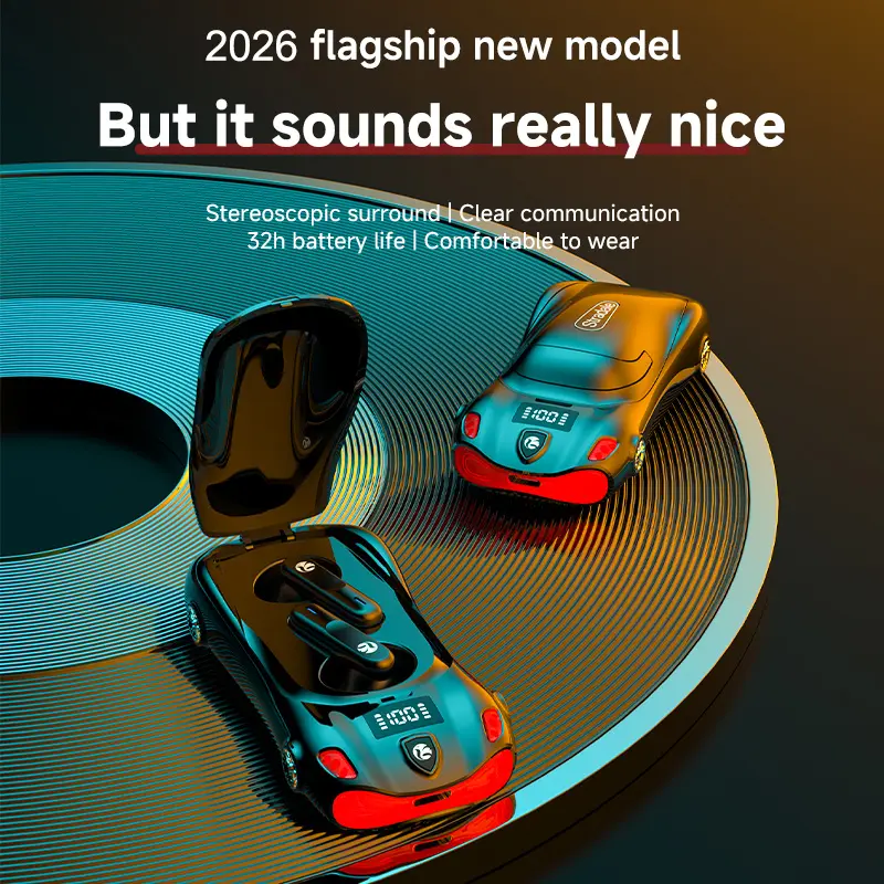 2026 Flagship True Wireless Earbuds - Sports Car Design, TWS Noise Cancelation, 9D Stereo HiFi Audio, Bluetooth 5.4, 32H Playtime, Water Resistant Headset, Father's Day Gift