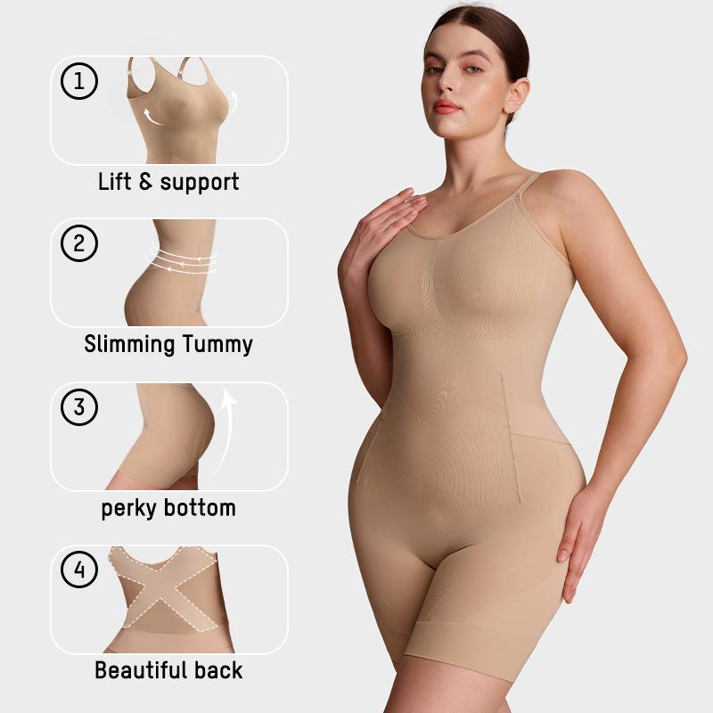 SHECURVE #Livestream Easyslide Plus Size Shapewear Tummy Control Bodysuit Butt Lift Seamless Full Body Shaper Faja with Adjustable Straps & Breathable Mesh Fabric for Everyday Wear