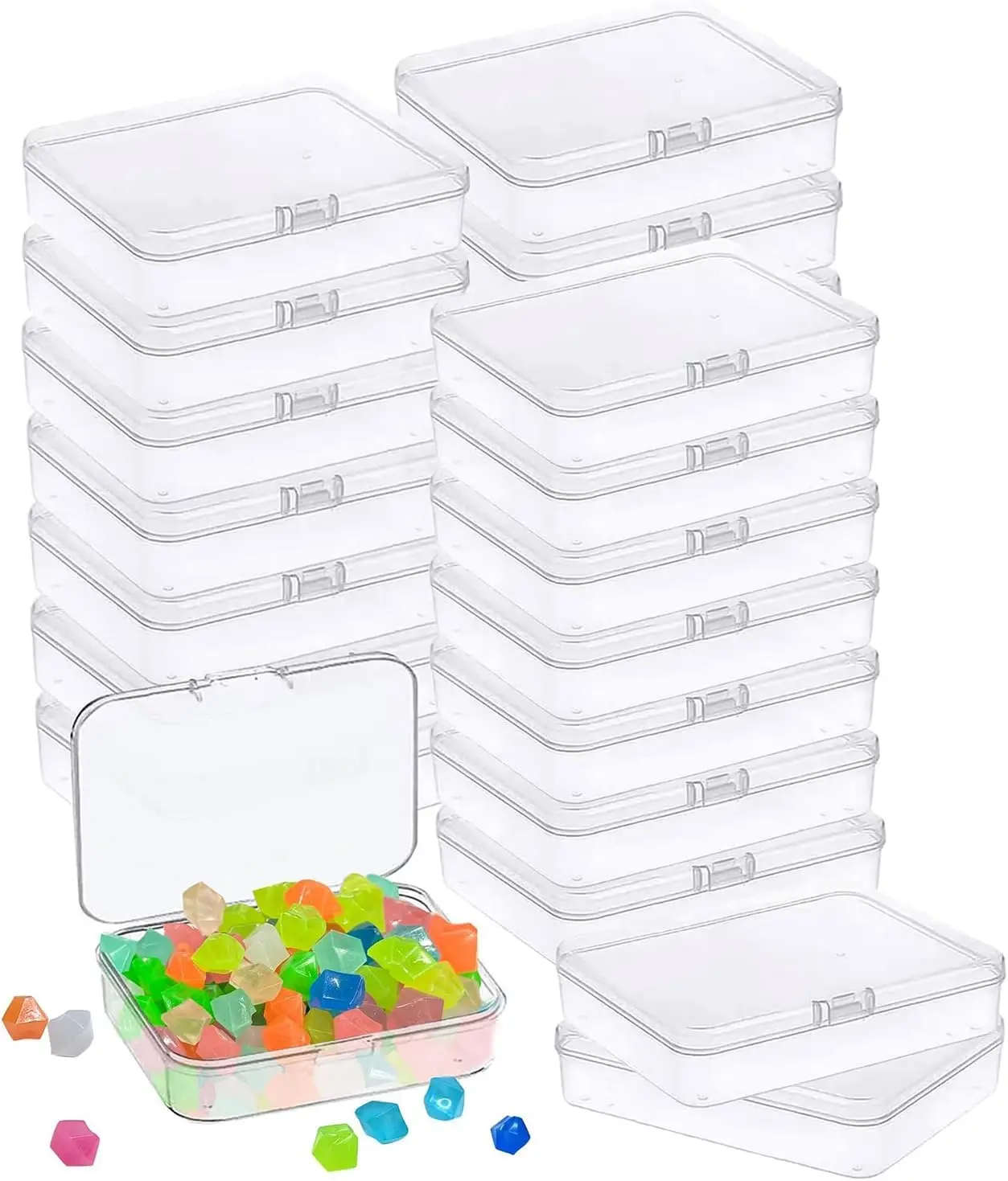 24 Pcs Mini Plastic Storage Containers Box with Lid,Clear Rectangle Box for Collecting Small Items,Beads,Game Pieces,Business Cards,Crafts Accessories,Tools & Hardware