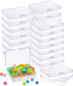 24 Pcs Mini Plastic Storage Containers Box with Lid,Clear Rectangle Box for Collecting Small Items,Beads,Game Pieces,Business Cards,Crafts Accessories,Tools & Hardware