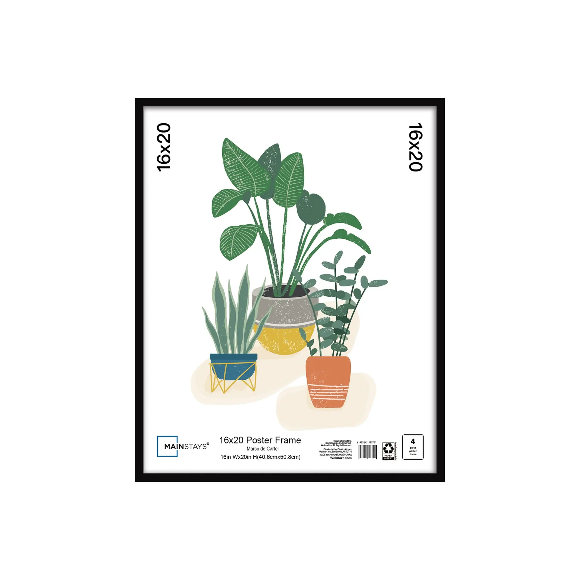 16x20 Black Picture Frame for Wall Display Horizontal or Vertical Lightweight Plastic Photo Frame for Photos Artwork Posters