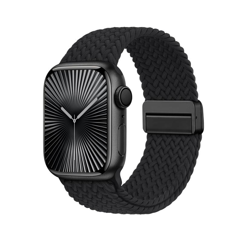 Missair Braided Stretchy Bracelet Band Compatible with Apple Watch 38/40/41/42/44/45/46/49mm (Series 1-10, SE, Ultra), with Magnetic Clasp – Soft Nylon Sport Solo Loop for Women & Men