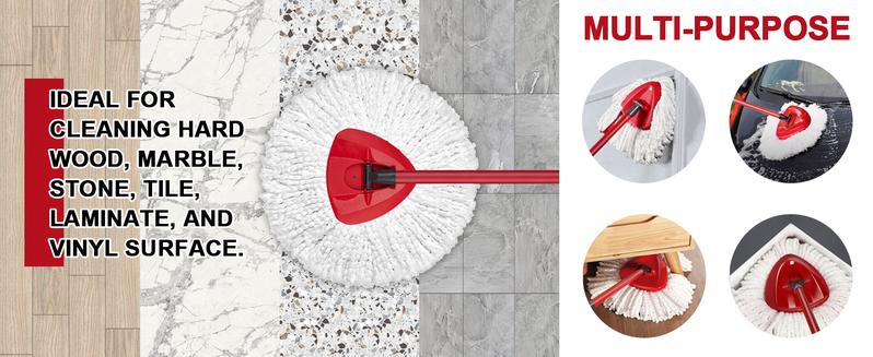 2025 Upgrade Version Mop Heads & Scrub Heads Refill Set for O-Cedar EasyWring 1 Tank System Microfiber Spin Mop & Stainless Steel Wire Scrub Brush Refill for Cleaning Hard Floor Tile Stone Cement