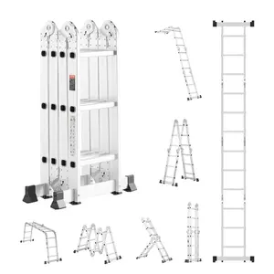 VEVOR Multi-Purpose Folding Ladder,  , 7-in-1 Tall Step Ladder, A Frame 3 Step Adjustable Telescoping Ladder, 12ft Reach Height Heavy Duty Extension Ladder, 330 lbs Capacity for Household Outdoor Work
