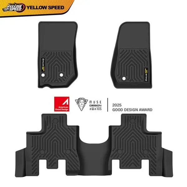 ALLGOOD Automotive Floor Mats - All-Weather TPE Rubber 3PCS Car Floor Mats Set Pack for 2013-2018 Jeep Wrangler JK 4-Door, Secure, Eco-Friendly, Easy-to-Clean, Deep Groove Engraved, High-Low Temperature Resistant Car Accessory