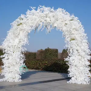 8.53*8.53ft Foam Base Backing Artificial White Flower Arch Wedding Backdrop, Ideal for Parties and Special Occasions