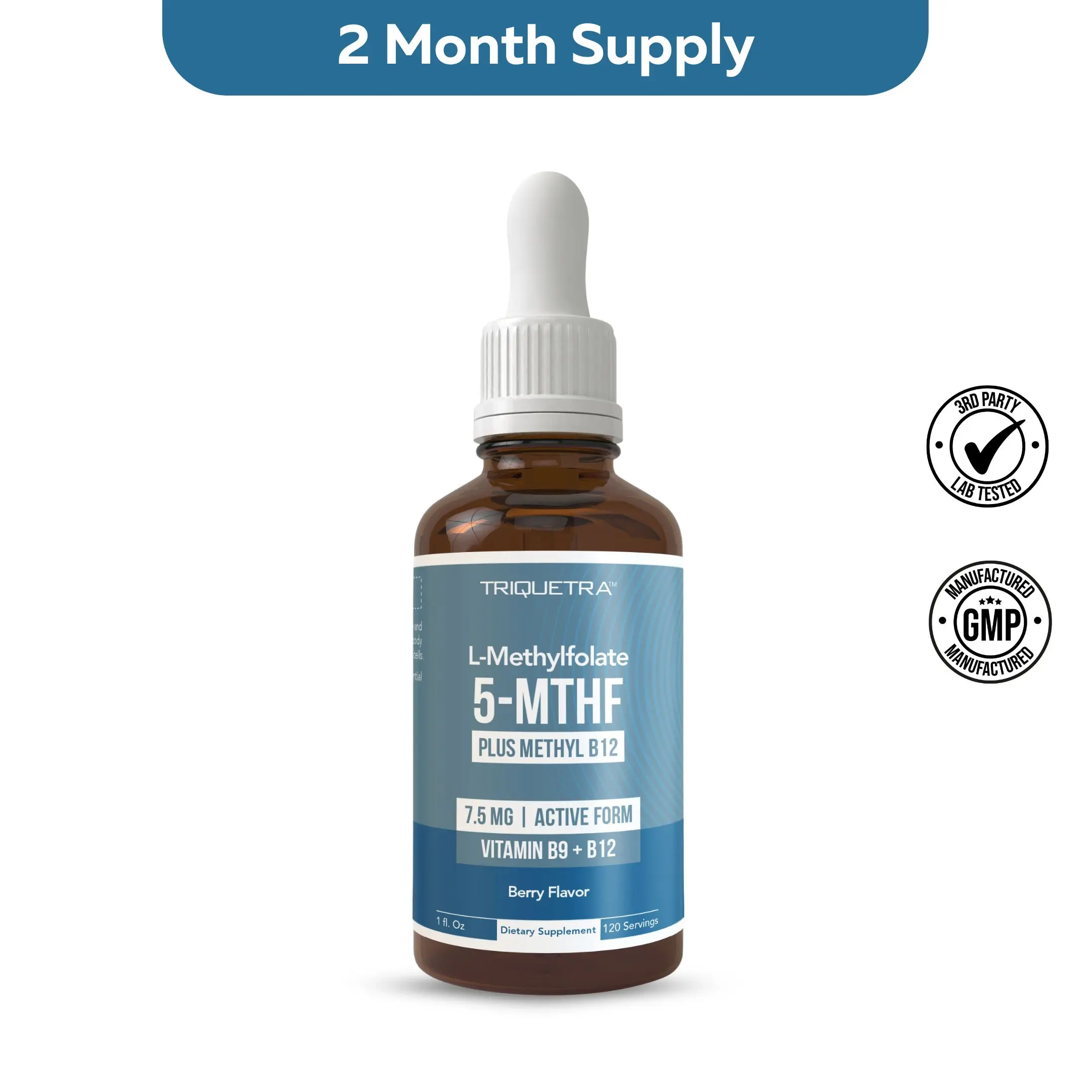 L-Methylfolate 7.5mg + Methyl B12 | Active 5-MTHF Form, Liquid, Organic Berry Flavor – Supports Mood, Cognition, and Methylation Healthcare Dietary