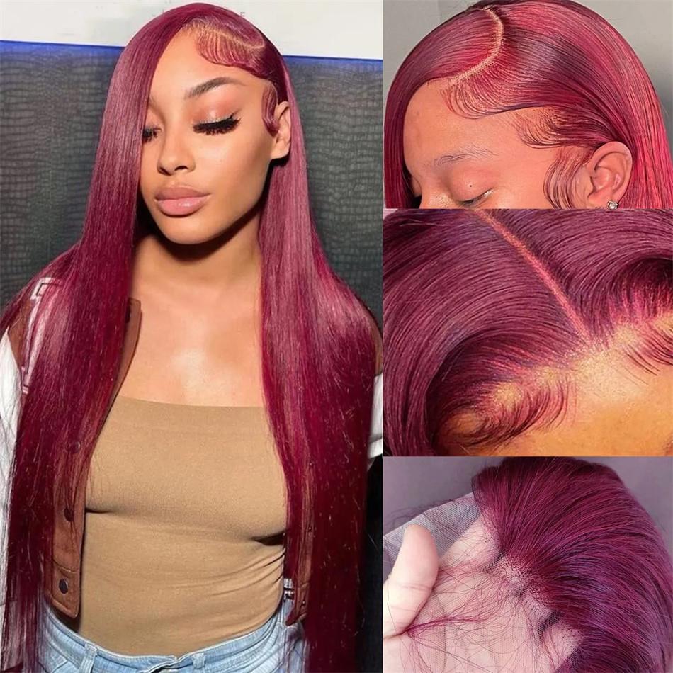 [Super Deal] Hot Star 99J Burgundy Colored HD Lace Front Human Hair Wigs 13x6 Lace Frontal Human Hair Wigs For Women Raw Indian Straight and Body Wave Wigs
