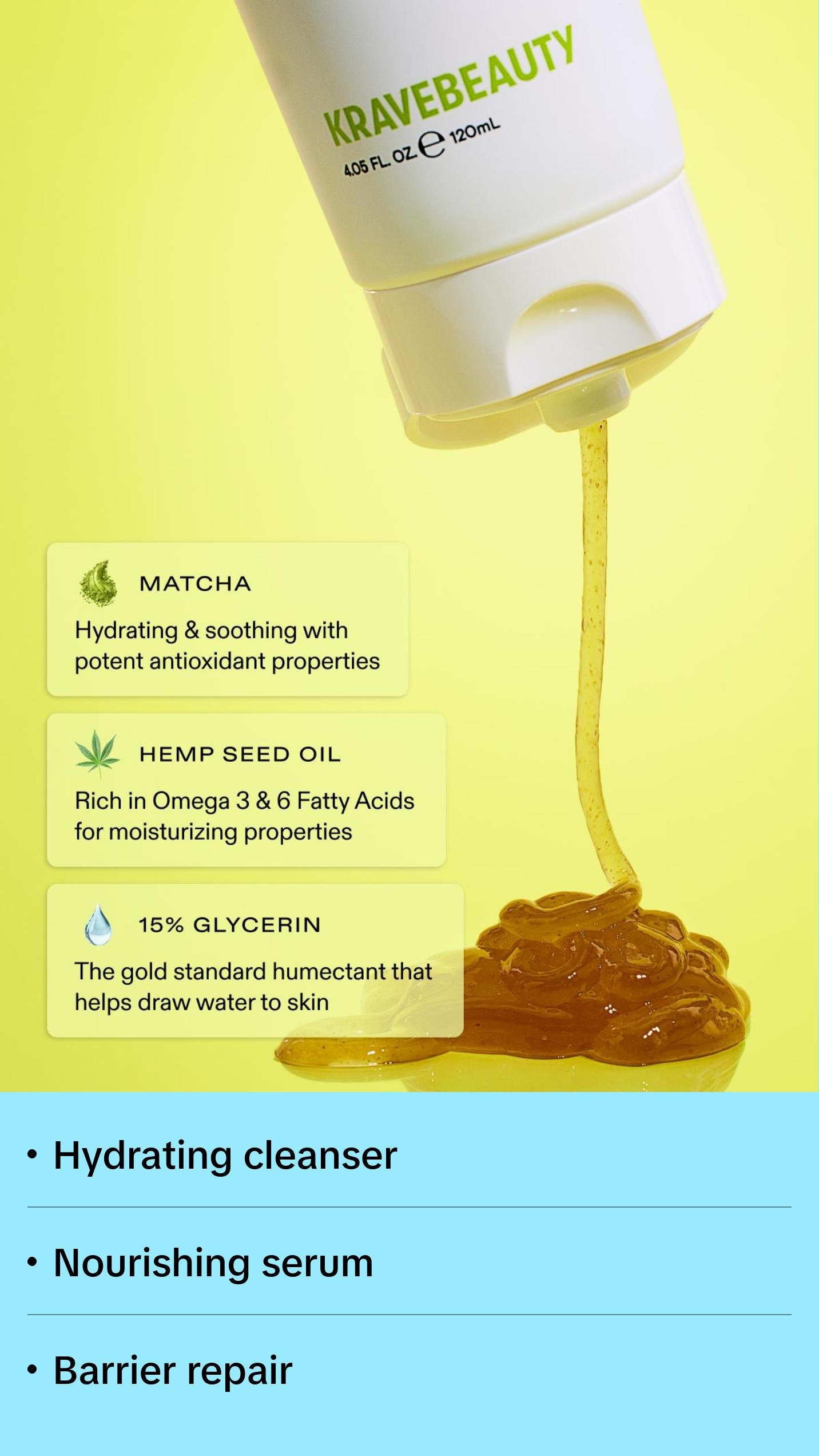 KraveBeauty Barrier Builder Duo to Cleanse & Soothe Skin with Gentle, Non-stripping Cleanser and Barrier Repair Serum