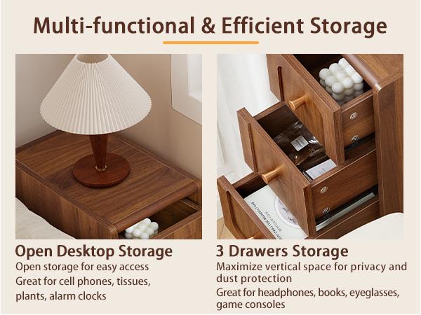 Giratree Small Nightstand with 3 Drawers, Narrow Bedside Table Vintage Skinny Night Stand with Storage, Wood Slim Side Table for Bedroom, Small Spaces, Living Room Giratree Small Nightstand with 3 Drawers, Narrow Bedside Table Vintage Skinny Night Stand with Storage, Wood Slim Side Table for Bedroom, Small Spaces, Living Room