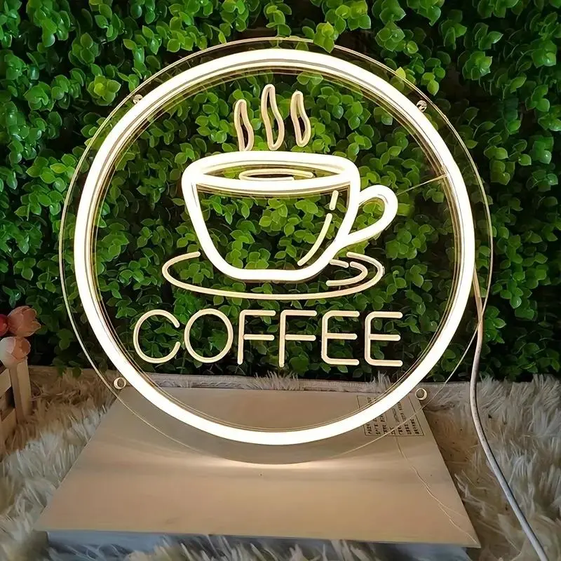 Coffee Cup Design Neon Signs, USB Powered LED Lighted Neon Light, Decorative Neon Sign for Coffee Shop, Kitchen, Office and Bar, Illuminated Sign Light Decoration