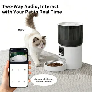 Automatic cat feeder with camera, 200w high-definition camera, 2.4G WiFi smart pet feeder (with one-way audio), 5-liter large capacity, suitable for cats and small to medium-sized dogs