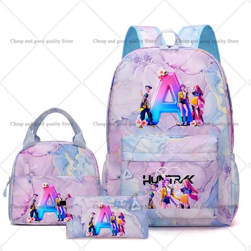 New Cross-Border "Demon-Hunting Girls" 3-Piece Backpack Set – Preppy Style Schoolbag & Travel Pack for Elementary Students