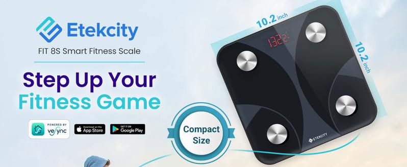 Etekcity Scale for Body Weight and Fat Percentage, Smart Digital LED Bathroom BMI Measurement, Accurate Bluetooth, 400lb Healthcare Weight Scale, Fit 8s