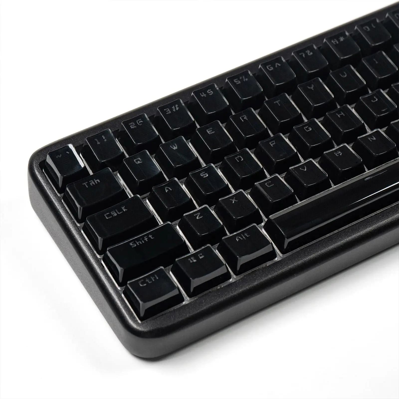 134 Keys Crystal Jelly Shine Through Keycaps, Black OEM Translucent Key Caps Upgrade for Cherry MX Mechanical Gaming Keyboard