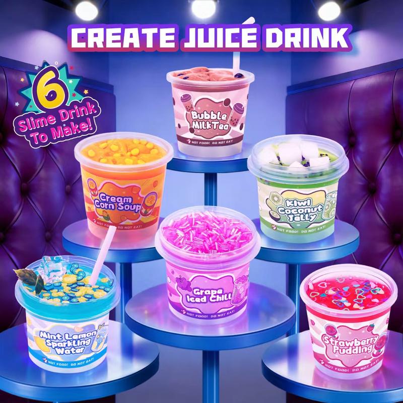 Dilemu DIY Mini Convenience Store Squishy Slime Food Play Set with Storage Trays Drawer Boxes Flat Pouches Stress Relief Sensory Toy Gift for Kids Girls Ages 6+