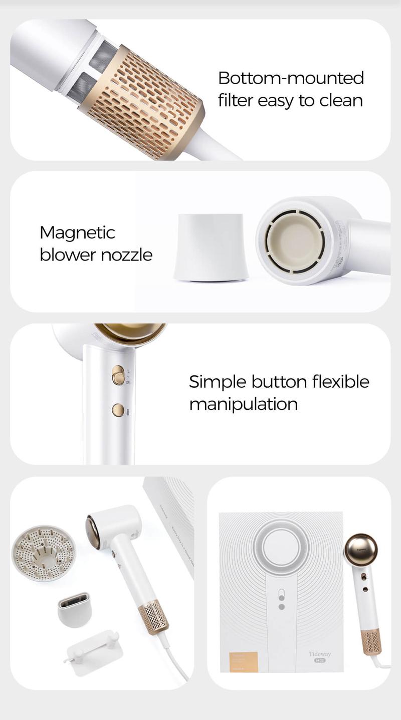 【New Arrival Deal】Tideway High Speed Hair Dryer with 110,000 RPM Brushless Motor, Ionic Technology Blow Dryer w/ Diffuser for Fast Drying, Lightweight, Frizz-Free, Salon-Quality for All Hair Types, Cool & Hot Air Modes