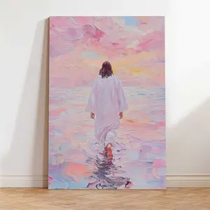 Jesus Walking on Water Canvas Painting Religious Wall Art, Wall Decor for Home Living Room Bedroom, Home Decor, Poster,Stylish Religious Decor