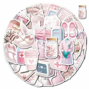 Pink Nursing Medical Stickers, Anatomical Biology Waterproof Vinyl Decals