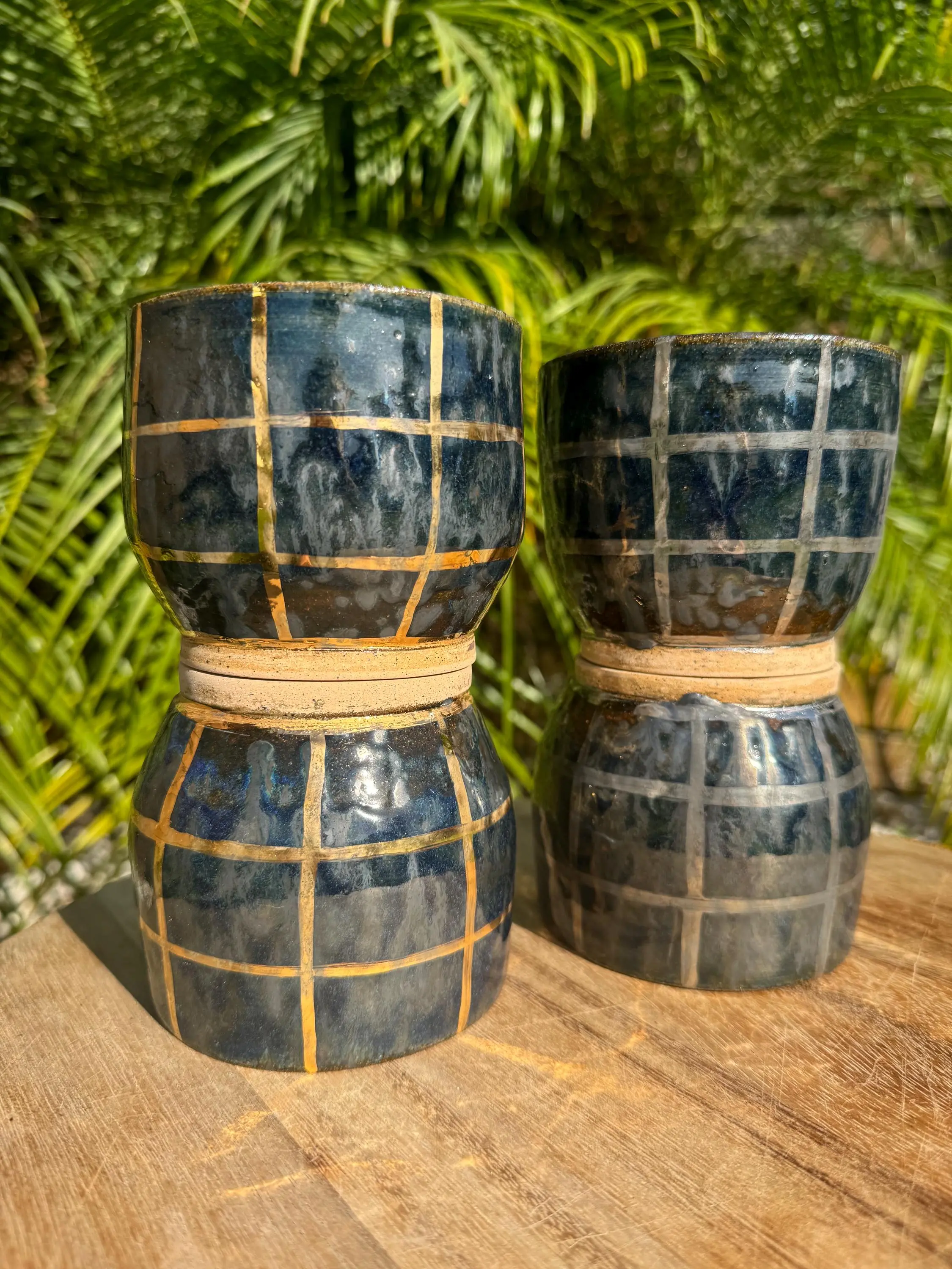 22K Gold Holiday Checkered Tumbler Set, Cocktail Cups