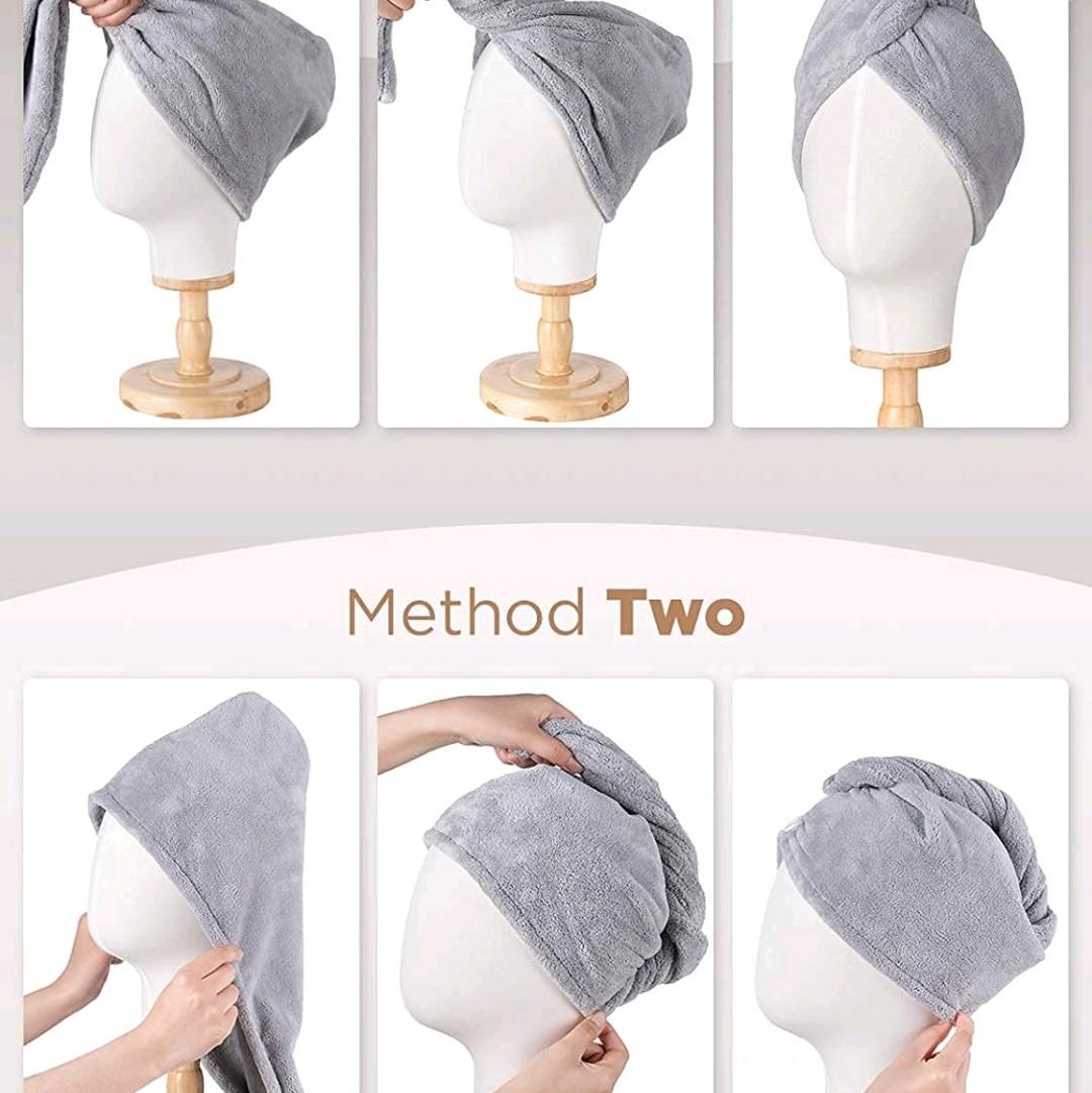 Hair Towel Wrap Microfiber Soft Pack Absorbent drying turbans curly hair well secure easy to use for all age Lightweight Bathroom Reusable breathable
