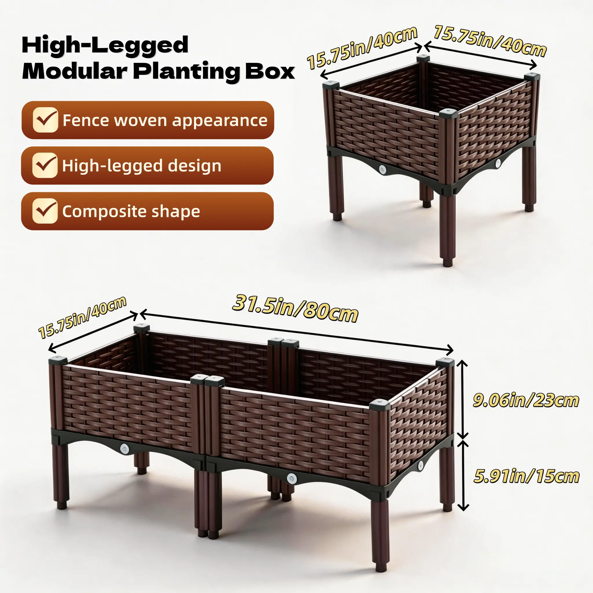 1/2 Pack Elevated Planter Boxes with Legs & Drainage Holes, Raised Beds for Gardening Kit, Outdoor Planter for Herbs & Veggies Fit, Balcony-Ready Garden Supplies for Patio Restaurant