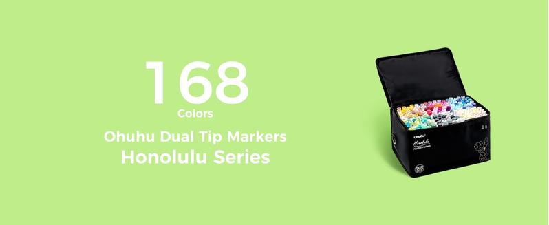 Ohuhu Alcohol Markers: Brush & Chisel Dual Tips - From 24 Colors to 320 Colors - Honolulu Series Full Color Range - Double Tipped Art Sketch Marker Set - Refillable Ink - Honolulu Series of Ohuhuart