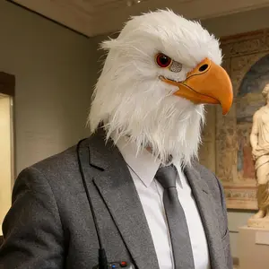 Realistic White Eagle Mask Plush Full-Head Bird-shaped Cosplay Headgear for Adult Halloween Parties Animal Props Balls Carnivals Set Fun halloween gift