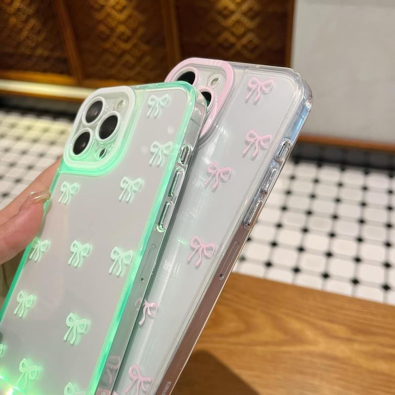 LED Bowknot Phone Case, Compatible with iPhone 11/12/13/14/15/16/17 Pro/Pro Max/Plus, Stylish Protective Cover, Unique Design for Daily Use, Protective Casing