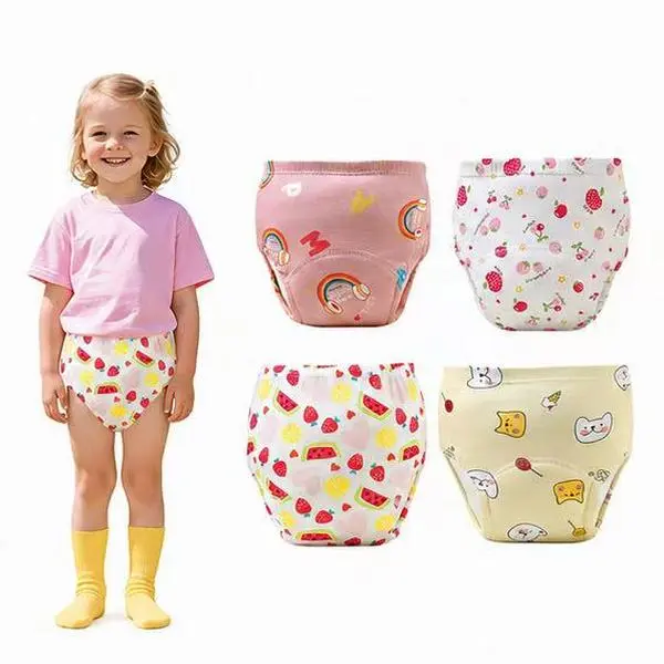 Toddler Potty Training Underwear for Boys & Girls, Soft Cotton with Character Print, 6-Layer Absorbent Reusable Pants for Daytime & Daycare Use, Sizes 2T-5T, S, M, L, Diaper Training Pants, Bloomers, Leak-Proof, Elastic Waist