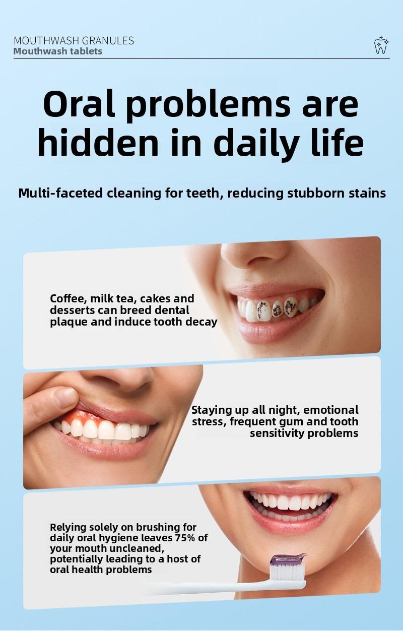 Mouthwash Tablets 18g / 26-30 Solid Toothpaste Clean Freshens Breath Powerful All-in-One Probiotic Teeth Whitening Strips