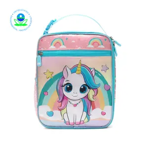 Mexs Kids Lunch Bag Reusable Insulated Lunch Box Girls Boys Portable Cooler Lunchbox for School