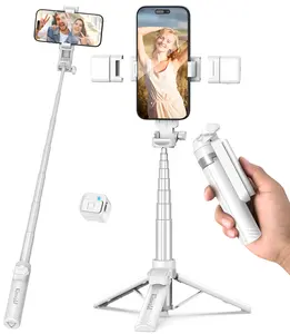 Mini Selfie Stick Tripod, Extendable Grip Phone Tripod with Detachable Remote Pocket Size, 4-in-1 Mini Phone Grip, 10m Wireless Shutter, Vlog Livestreaming Photography