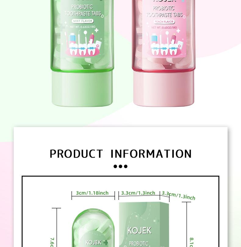 KOJEK Solid Toothpaste – Fluoride-Free, Eco-Friendly, Portable, Long-Lasting Fresh Breath | Natural Oral Care