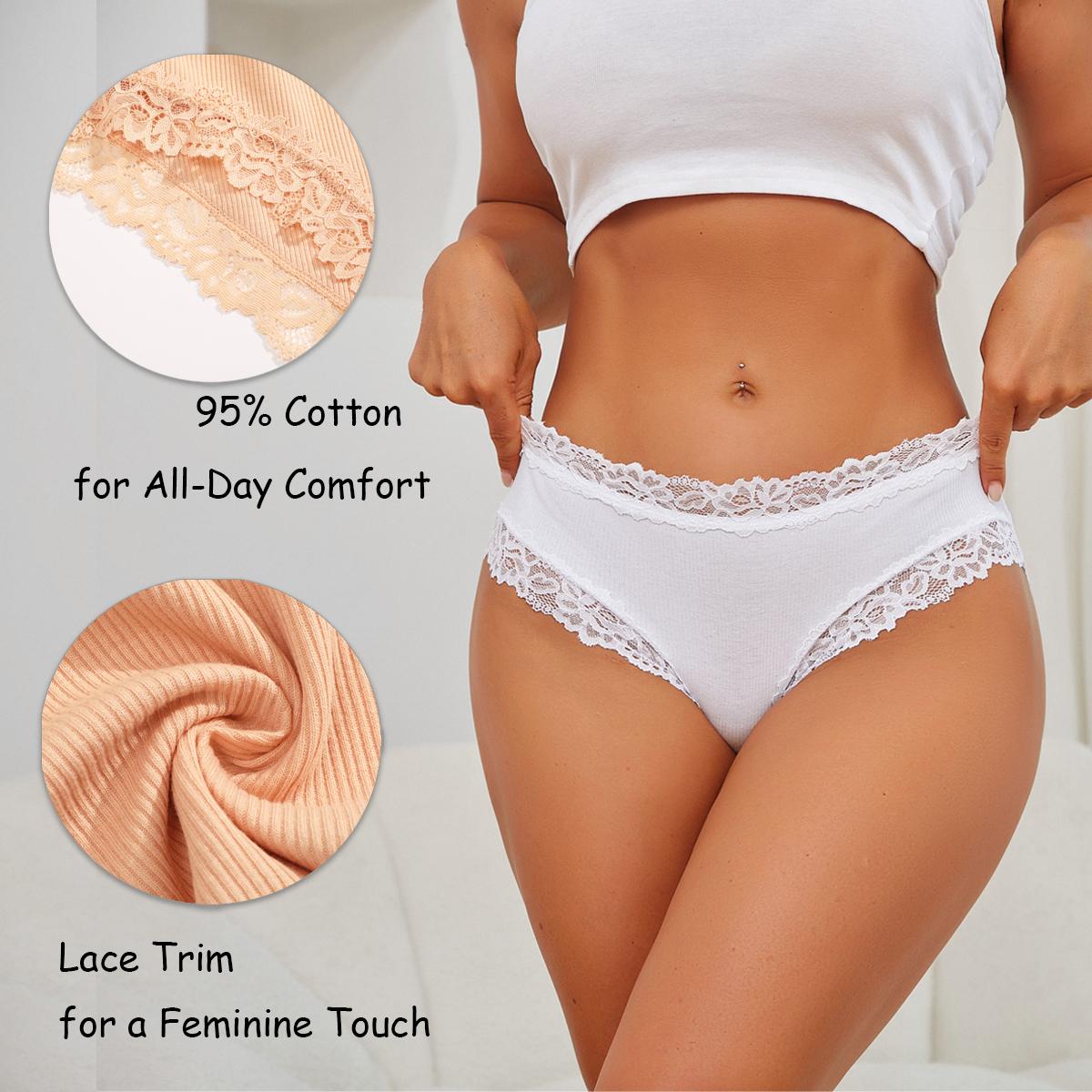 FINETOO 10-Pack Cotton Bikini Underwear for Women – Soft, Cheeky Fit with Lace Waist ,S–XXL SpringStatements